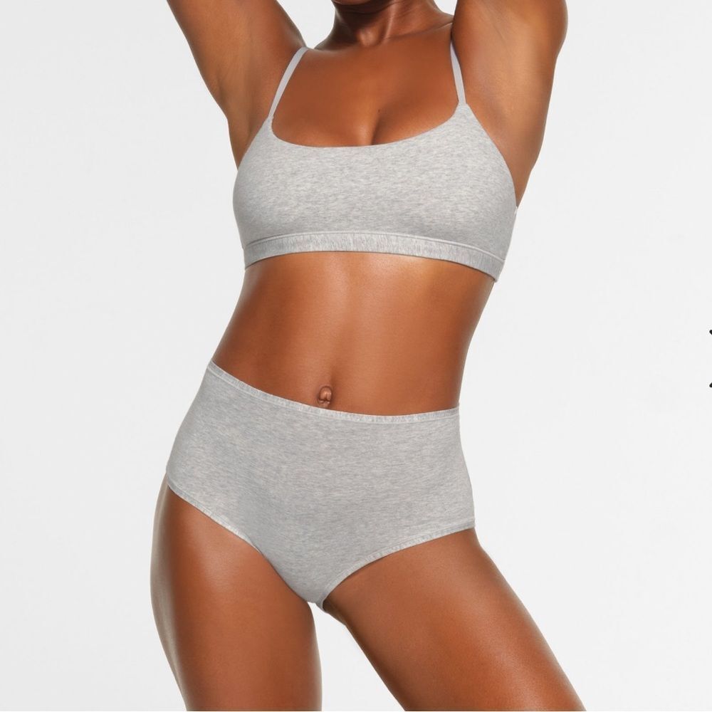 SKIMS Cotton Jersey Full Brief Light‎ Heather Grey Large NWT